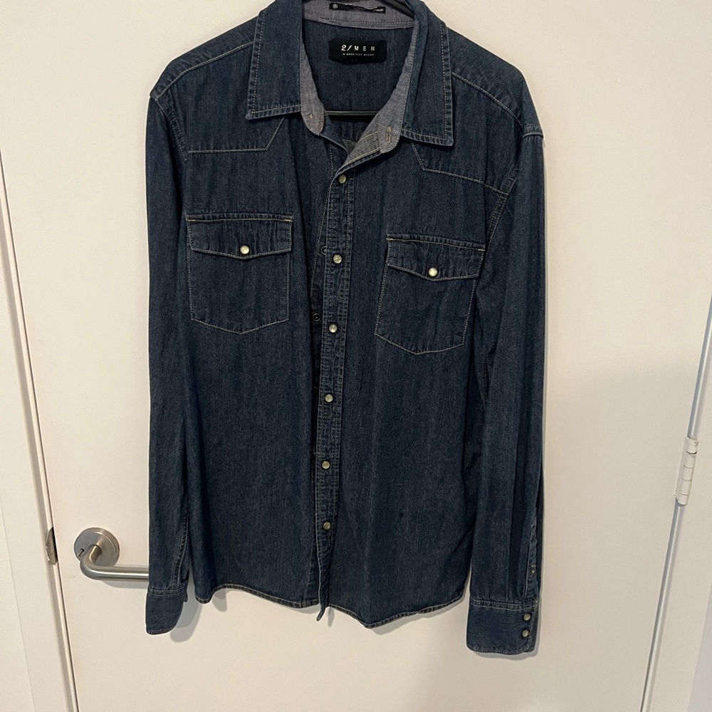 Men's Dark Blue Denim Shirt Jacket
